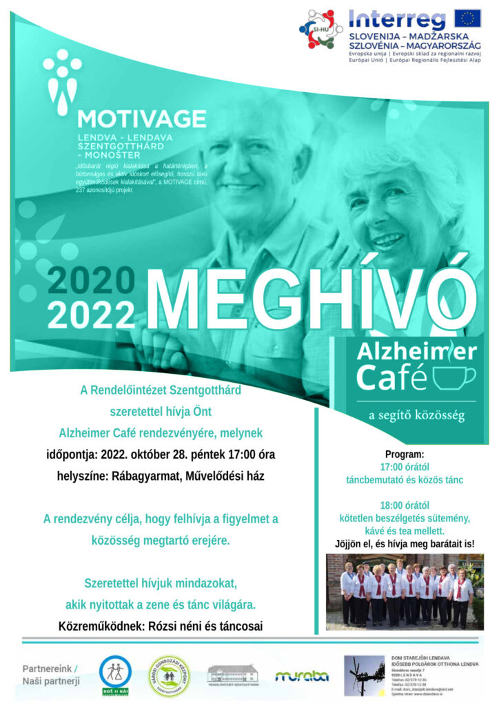 Alzheimer Cafe 2022.10.28 17 órától, Helyszín: Rábagyarmat, Művelődési Ház