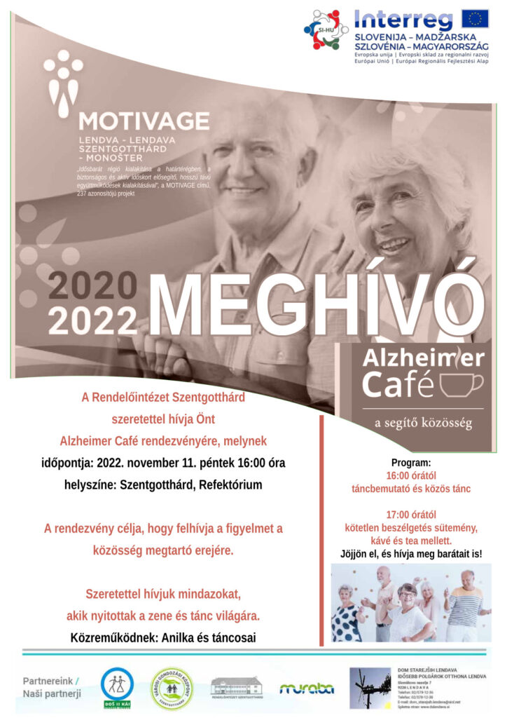 Alzheimer Cafe 2022.11.11 16 órától, Helyszín: Szentgotthárd, Refektórium